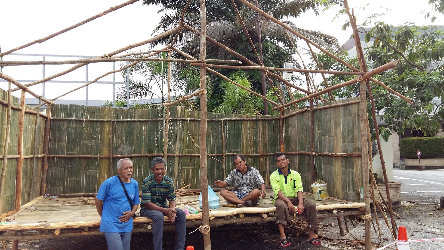 Our orang asli friends from Kg Sekam resting after initial construction.