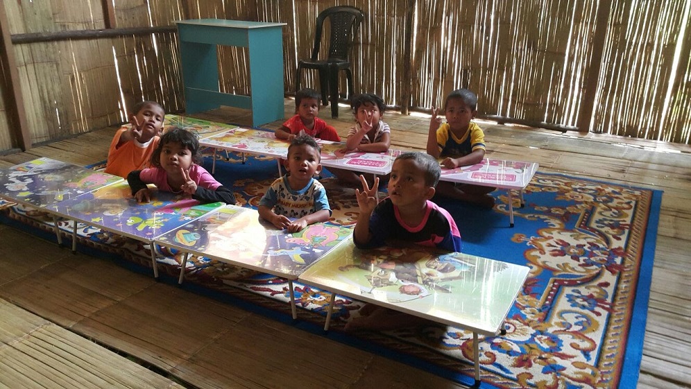 Children in their new pre-school
