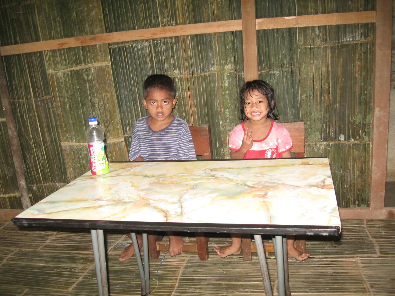 Some children testing out the classroom