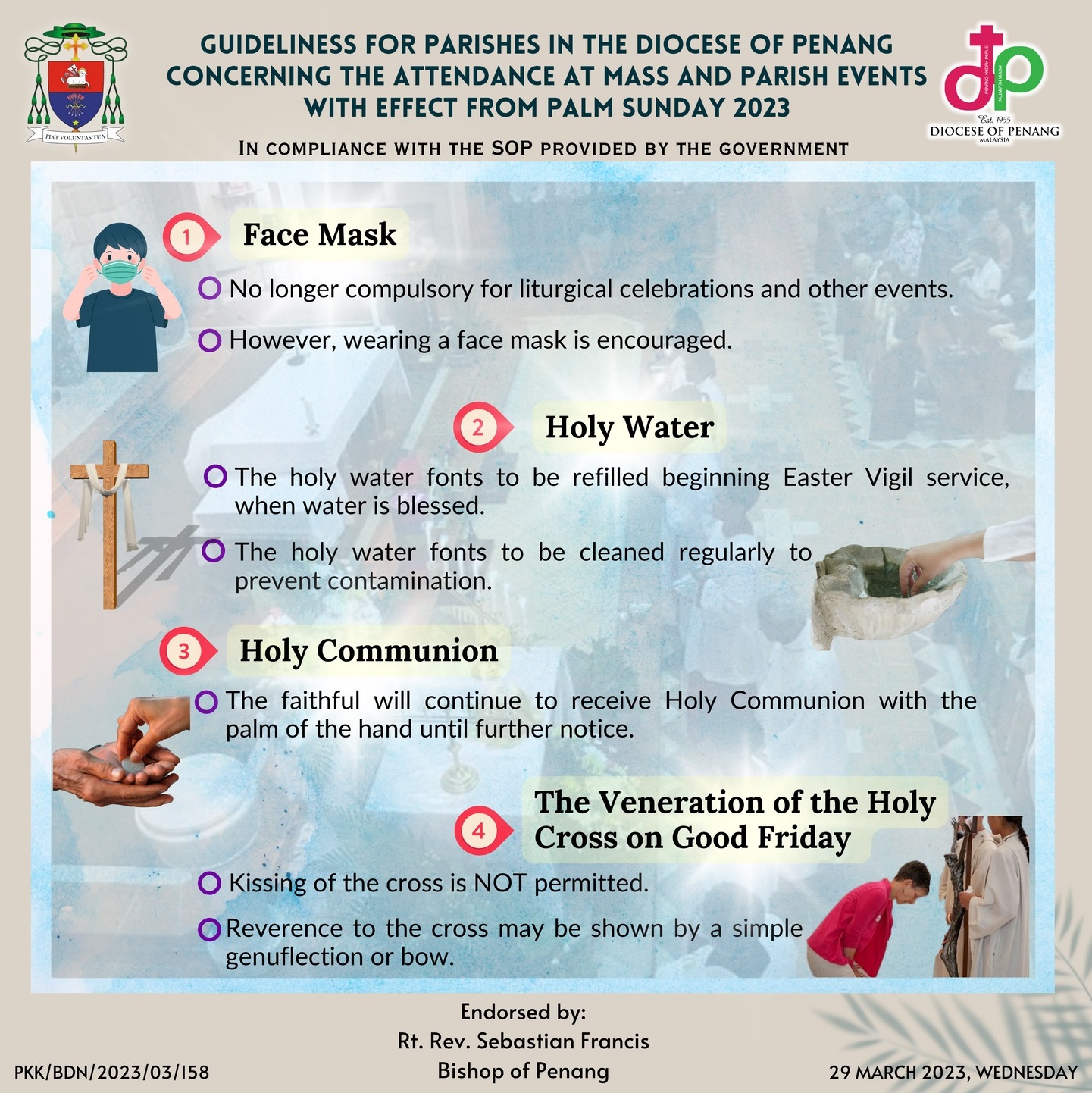 New guidelines concerning mass attendance from the Penang diocese dated 29th March 2023