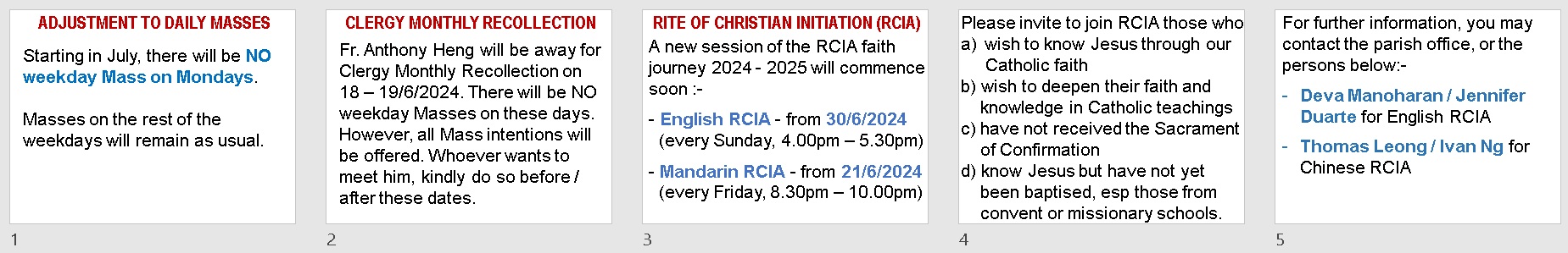 Announcements for 11th Sunday in Ordinary Time