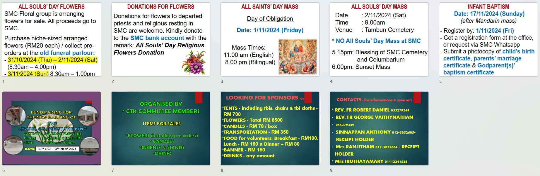Announcements for 30th Sunday in Ordinary Time