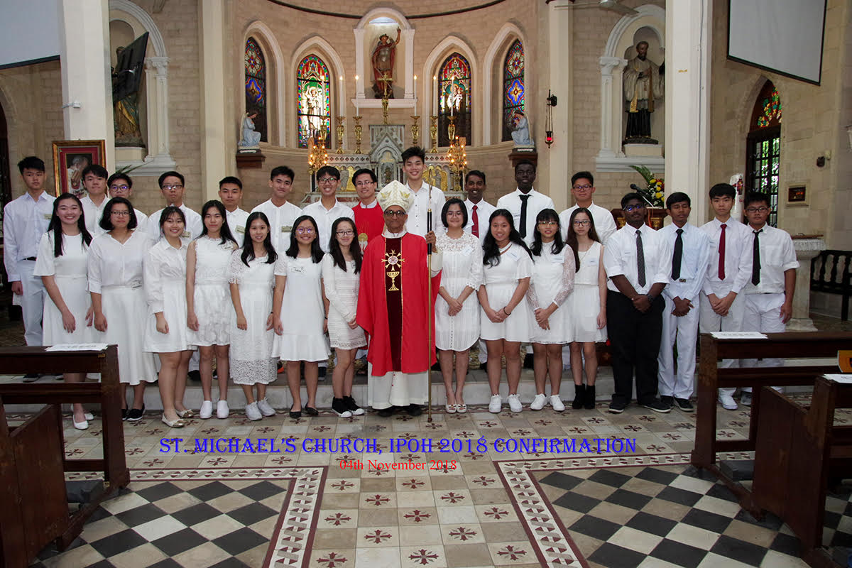 Confirmands with Bishop Sebastian and Fr Anthony Liew