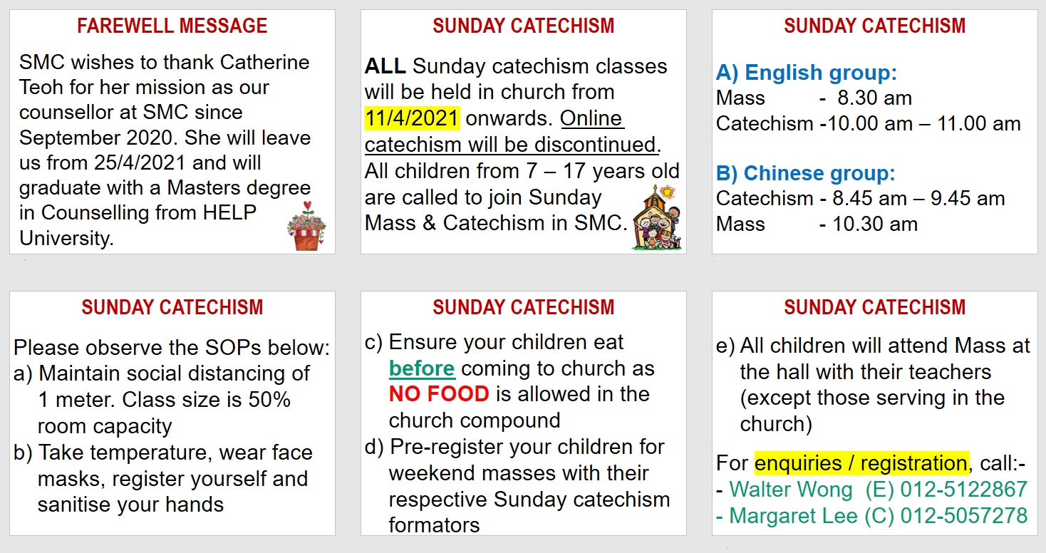 Announcements during Easter
