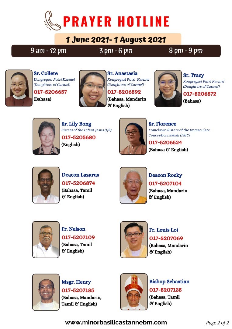 Prayer Hotlines to call in pandemic