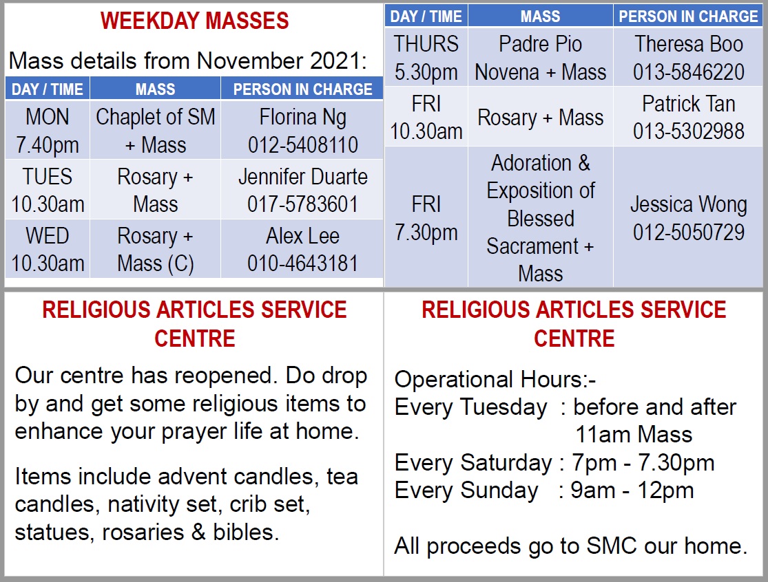 Announcements for 32nd Sunday in Ordinary Time