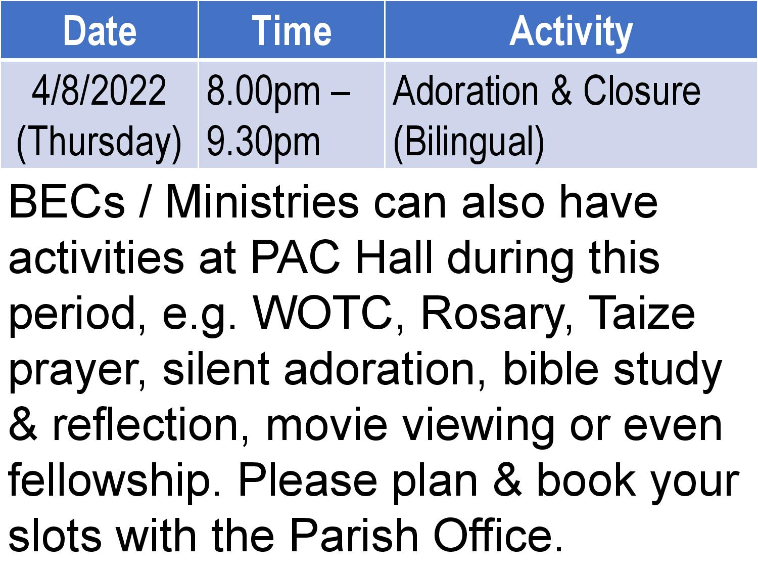 Announcements on 16th Sunday in Ordinary Time