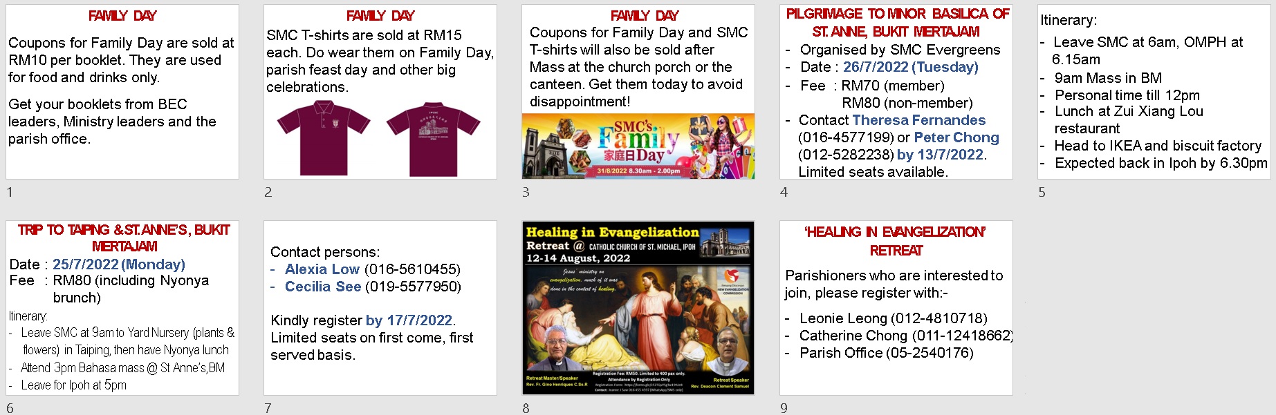 Announcements on 14th Sunday in Ordinary Time