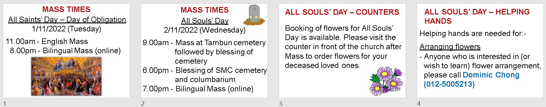 Announcements on 31st Sunday in Ordinary Time
