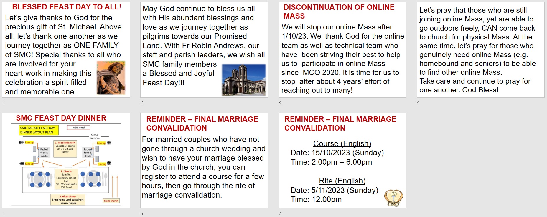 Announcements for 26th Sunday in Ordinary Time
