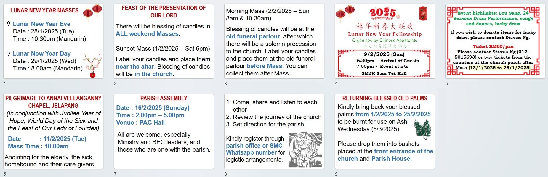 Announcements for 3rd Sunday in Ordinary Time