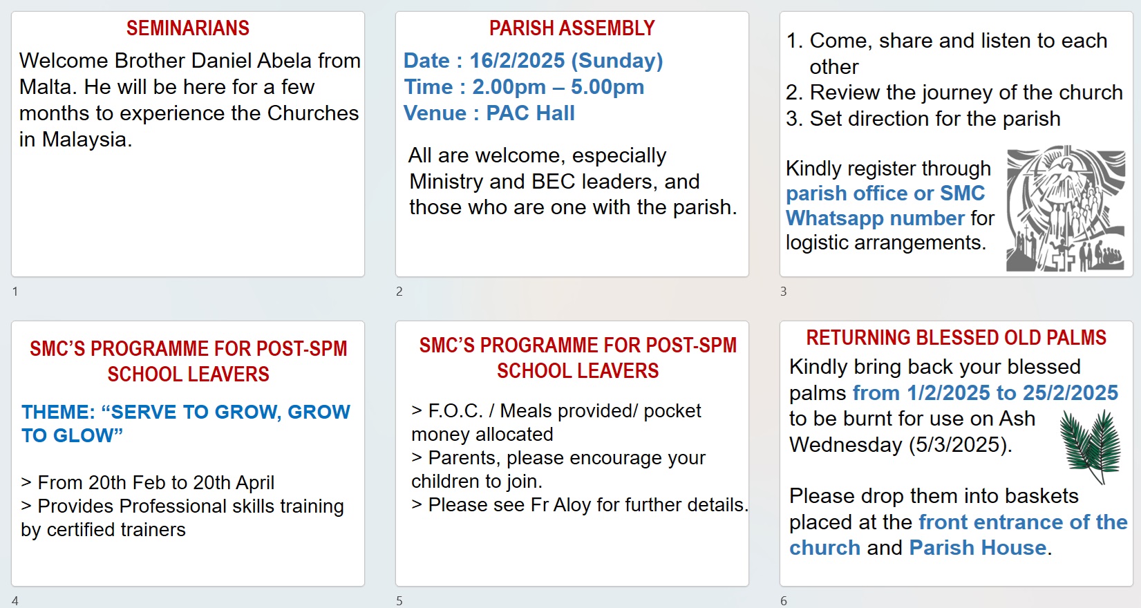 Announcements for Presentation of the Lord