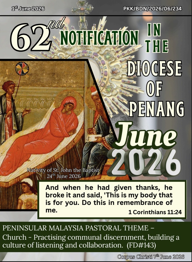 Notification and updates from Penang diocese